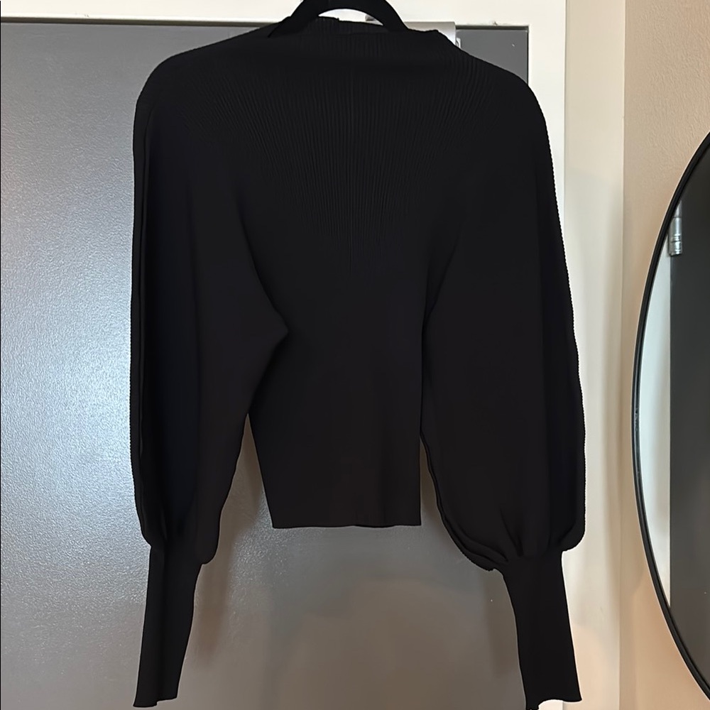 Ribbed Balloon Sleeve Top